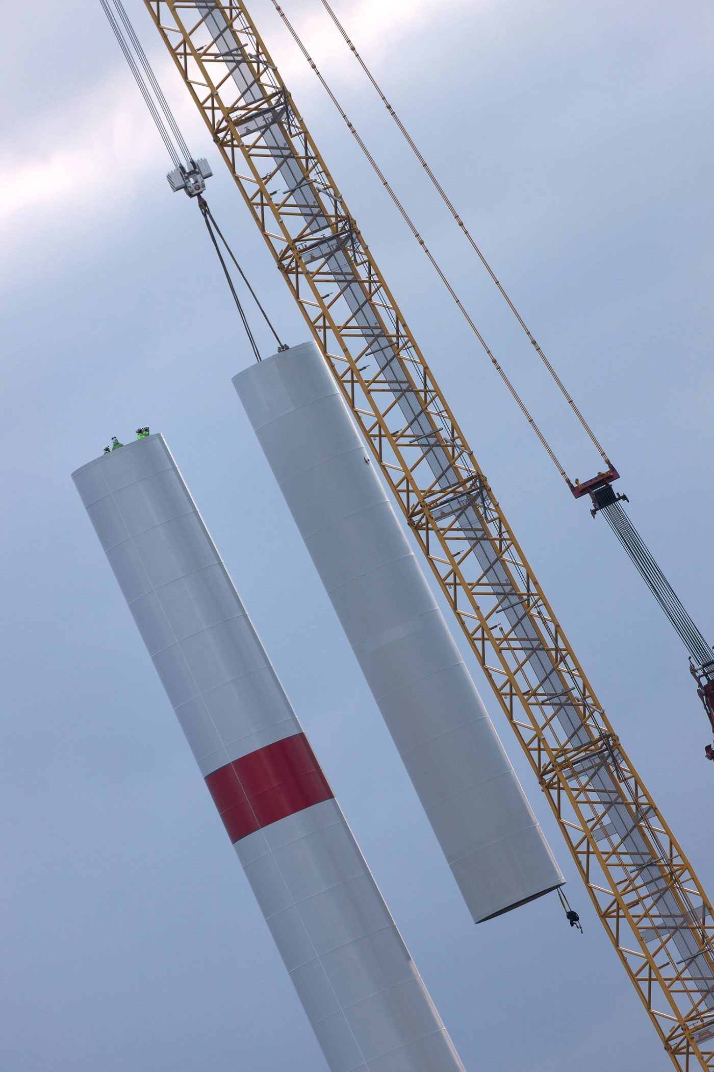 a modern wind turbine construction site